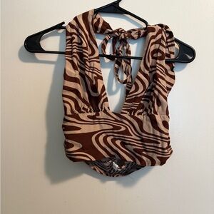 Garage Brown and Cream Crop top